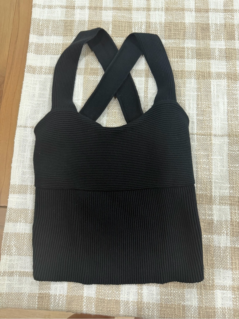 Abercrombie & Fitch Black Ribbed Cross-Back Tank